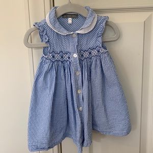 les petites soleils dress 18m gingham smocked Peter Pan collar